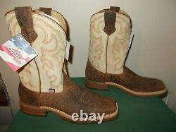 Mens 11 1/2 D Square Toe Bison Roper Work Western Cowboy Boots New USA