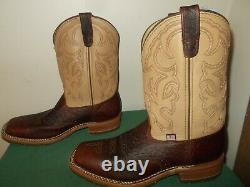 Mens 11.5 D Square Toe Bison ICE Roper Work Western Cowboy Boots New USA Leather