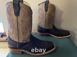 Mens 11 D Square Toe Bison ICE Roper Work Western Cowboy Boots USA Made NEW