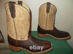 Mens 11 D Square Toe Bison Roper Work Western Cowboy Boots New USA