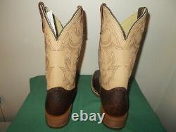 Mens 11 D Square Toe Bison Roper Work Western Cowboy Boots New USA