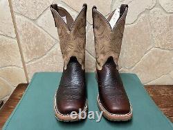 Mens 11 EE Square Toe Bison ICE Roper Work Western Cowboy Boots USA Made Leather