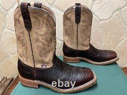 Mens 11 EE Square Toe Bison ICE Roper Work Western Cowboy Boots USA Made Leather