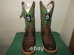 Mens 12 D Bison U Toe 11 Oak ICE Roper Work Western Cowboy Boots USA Made Green
