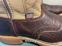 Mens 12 D Square Toe Bison ICE Roper Work Western Cowboy Boots USA Made Leather