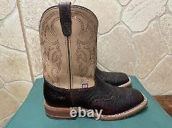 Mens 12 EE Square Toe Bison ICE Roper Work Western Cowboy Boots USA Made Leather