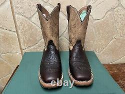 Mens 12 EE Square Toe Bison ICE Roper Work Western Cowboy Boots USA Made Leather