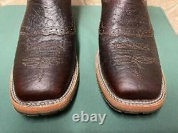 Mens 12 EE Square Toe Bison ICE Roper Work Western Cowboy Boots USA Made Leather