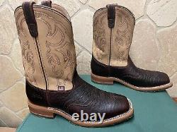 Mens 12 EE Square Toe Bison ICE Roper Work Western Cowboy Boots USA Made Leather