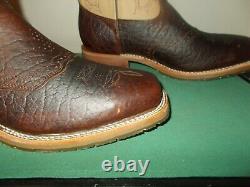 Mens 13 EE Square Steel Toe Bison ICE Roper Work Western Cowboy Boots USA Made