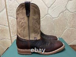 Mens 13 EE Square Toe Bison ICE Roper Work Western Cowboy Boots USA Made Leather