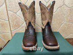 Mens 13 EE Square Toe Bison ICE Roper Work Western Cowboy Boots USA Made Leather