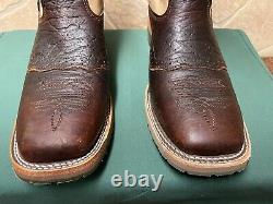 Mens 13 EE Square Toe Bison ICE Roper Work Western Cowboy Boots USA Made Leather