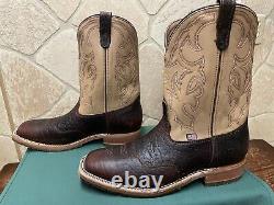 Mens 13 EE Square Toe Bison ICE Roper Work Western Cowboy Boots USA Made Leather