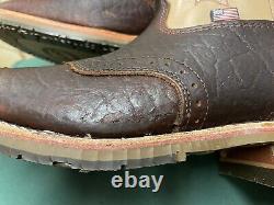 Mens 13 EE Square Toe Bison ICE Roper Work Western Cowboy Boots USA Made Leather