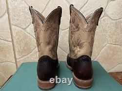 Mens 13 EE Square Toe Bison ICE Roper Work Western Cowboy Boots USA Made Leather