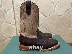 Mens 8.5 D Square Toe Bison ICE Roper Work Western Cowboy Boot USA Made Leather