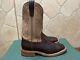 Mens 8.5 D Square Toe Bison ICE Roper Work Western Cowboy Boot USA Made Leather