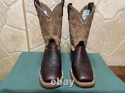 Mens 8.5 D Square Toe Bison ICE Roper Work Western Cowboy Boot USA Made Leather