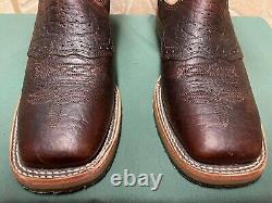 Mens 8.5 D Square Toe Bison ICE Roper Work Western Cowboy Boot USA Made Leather