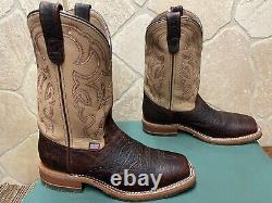 Mens 8.5 D Square Toe Bison ICE Roper Work Western Cowboy Boot USA Made Leather