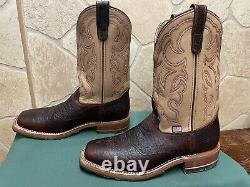 Mens 8.5 D Square Toe Bison ICE Roper Work Western Cowboy Boot USA Made Leather