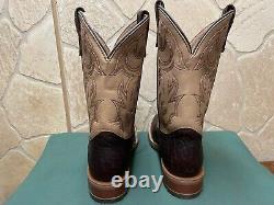 Mens 8.5 D Square Toe Bison ICE Roper Work Western Cowboy Boot USA Made Leather