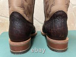 Mens 8.5 D Square Toe Bison ICE Roper Work Western Cowboy Boot USA Made Leather