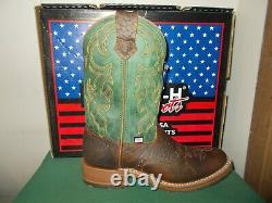 Mens 9.5 D Bison U Toe 11 Oak ICE Roper Work Western Cowboy Boots USA Green
