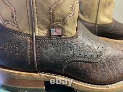Mens 9.5 D Square Steel Toe Bison ICE Roper Work Western Cowboy Boot USA Made