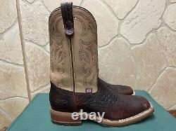 Mens 9.5 D Square Toe Bison ICE Roper Work Western Cowboy Boot USA Made Leather