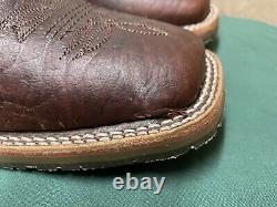 Mens 9.5 D Square Toe Bison ICE Roper Work Western Cowboy Boot USA Made Leather