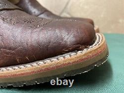 Mens 9.5 D Square Toe Bison ICE Roper Work Western Cowboy Boot USA Made Leather