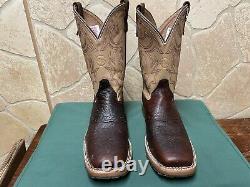 Mens 9.5 D Square Toe Bison ICE Roper Work Western Cowboy Boot USA Made Leather