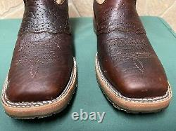 Mens 9.5 D Square Toe Bison ICE Roper Work Western Cowboy Boot USA Made Leather