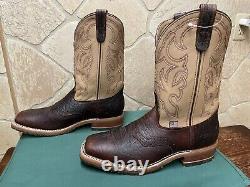 Mens 9.5 D Square Toe Bison ICE Roper Work Western Cowboy Boot USA Made Leather