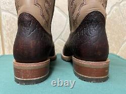 Mens 9.5 D Square Toe Bison ICE Roper Work Western Cowboy Boot USA Made Leather