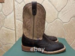 Mens 9.5 D Square Toe Bison ICE Roper Work Western Cowboy Boots USA Made Leather