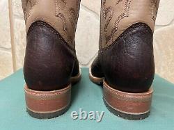 Mens 9.5 D Square Toe Bison ICE Roper Work Western Cowboy Boots USA Made Leather