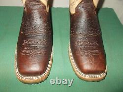 Mens 9.5 D Square Toe Bison ICE Roper Work Western Cowboy Boots USA Made NEW