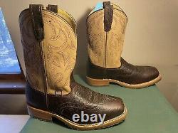 Mens 9.5 EE Square Steel Toe Bison ICE Roper Work Western Cowboy Boot USA Made