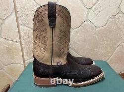 Mens 9 D Square Toe Bison ICE Roper Work Western Cowboy Boot USA Made Leather