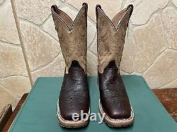 Mens 9 D Square Toe Bison ICE Roper Work Western Cowboy Boot USA Made Leather