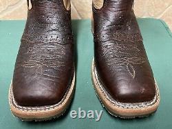 Mens 9 D Square Toe Bison ICE Roper Work Western Cowboy Boot USA Made Leather