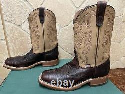 Mens 9 D Square Toe Bison ICE Roper Work Western Cowboy Boot USA Made Leather