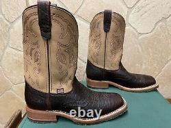 Mens 9 D Square Toe Bison ICE Roper Work Western Cowboy Boot USA Made Leather