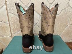 Mens 9 D Square Toe Bison ICE Roper Work Western Cowboy Boot USA Made Leather