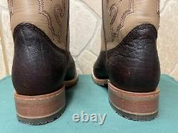 Mens 9 D Square Toe Bison ICE Roper Work Western Cowboy Boot USA Made Leather