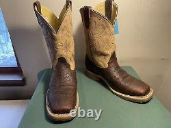 Mens 9 EE Square Toe Bison ICE Roper Work Western Cowboy Boots USA Made