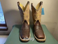 Mens 9 EE Square Toe Bison ICE Roper Work Western Cowboy Boots USA Made